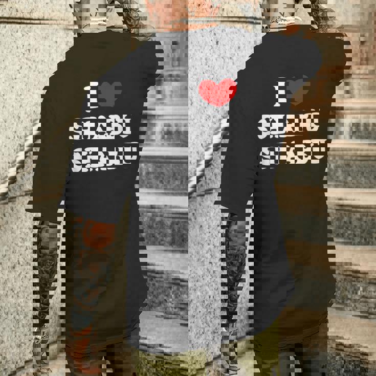 しゃぶしゃぶ大好き アイハート しゃぶしゃぶ メンズTシャツ バックプリント 彼への贈り物