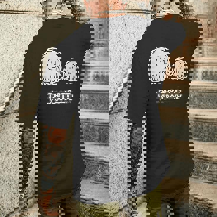 ぞうさん 親子【Paoon】象 赤ちゃん 家族 ファミリー【どうぶつフレンズ】かわいい 動物 キャラクター イラスト メンズTシャツ バックプリント 彼への贈り物