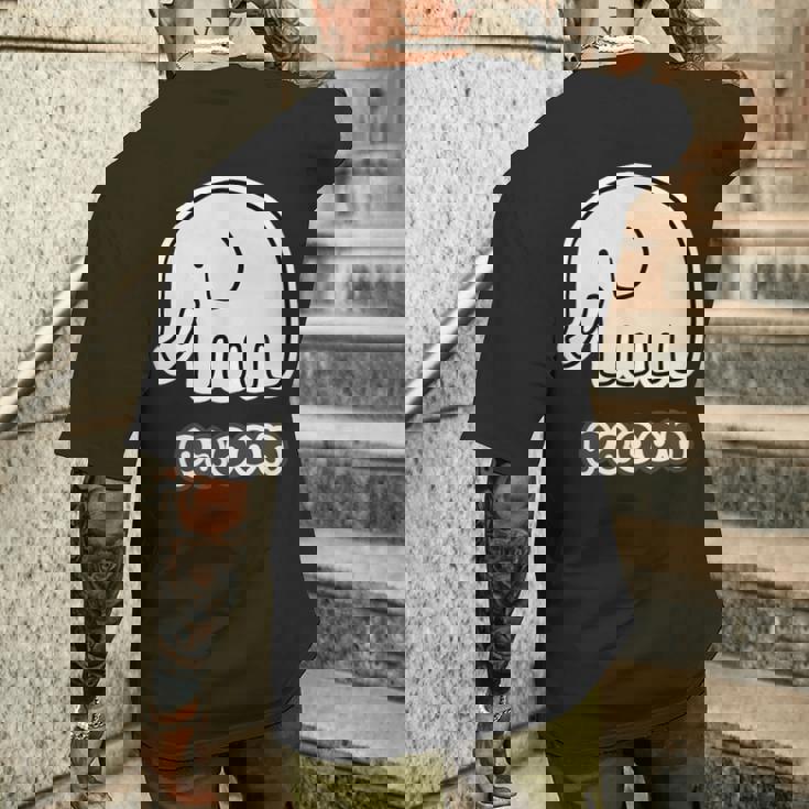 ぞうさん【Paoon】象【どうぶつフレンズ】かわいい 動物 キャラクター イラスト メンズTシャツ バックプリント 彼への贈り物