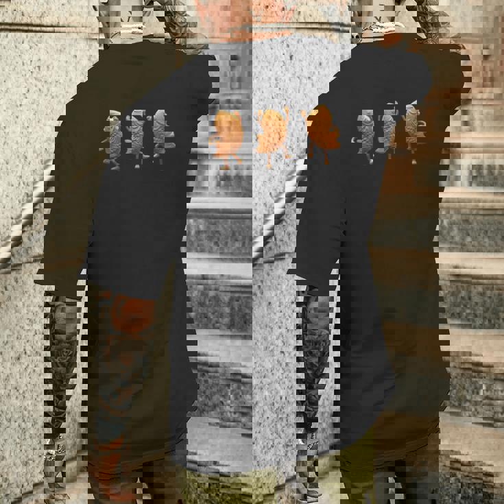 たい焼き ダンス 日本のスイーツ 面白いデザイン メンズTシャツ バックプリント 彼への贈り物