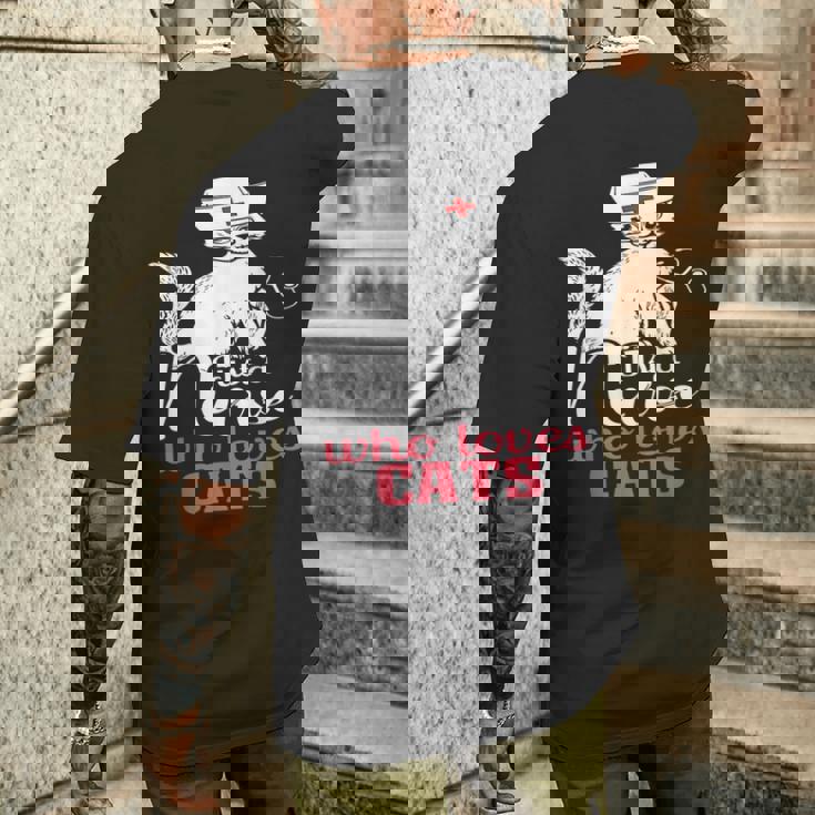 ただの猫好きナースおもしろいネコナース メンズTシャツ バックプリント 彼への贈り物