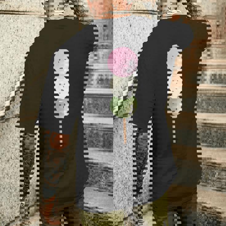 だんご 団子 和菓子 三色団子 三兄弟 だんご好き かわいい おもしろ しろ メンズTシャツ バックプリント 彼への贈り物