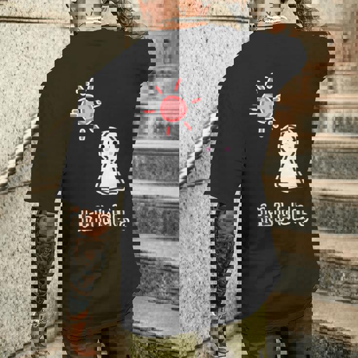 てるてる坊主 ハレルくん《晴れ》Hallelu 晴れる ぼうず【ゆるフレンズ】梅雨 かわいい キャラクター イラスト メンズTシャツ バックプリント 彼への贈り物