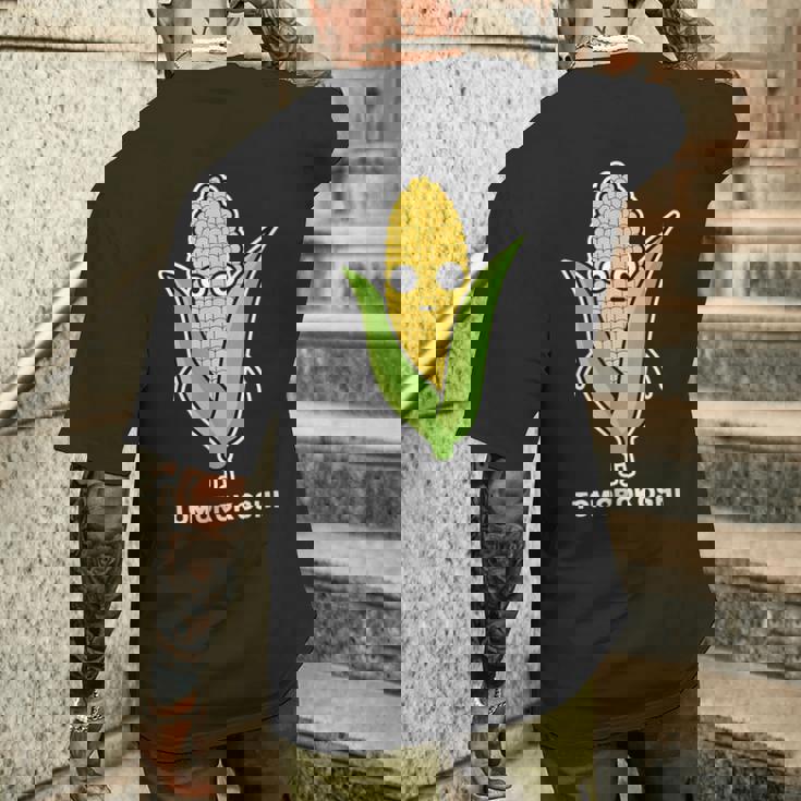とうもろこし 顔 イラスト かわいい おもしろ 面白い 簡単 シンプル ゆるい 野菜 メンズTシャツ バックプリント 彼への贈り物