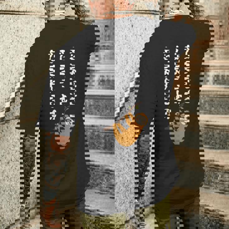 なまむぎなまごめなまけもの 早口言葉 ナマケモノ 面白い 可愛い なまけもの 動物好き メンズTシャツ バックプリント 彼への贈り物