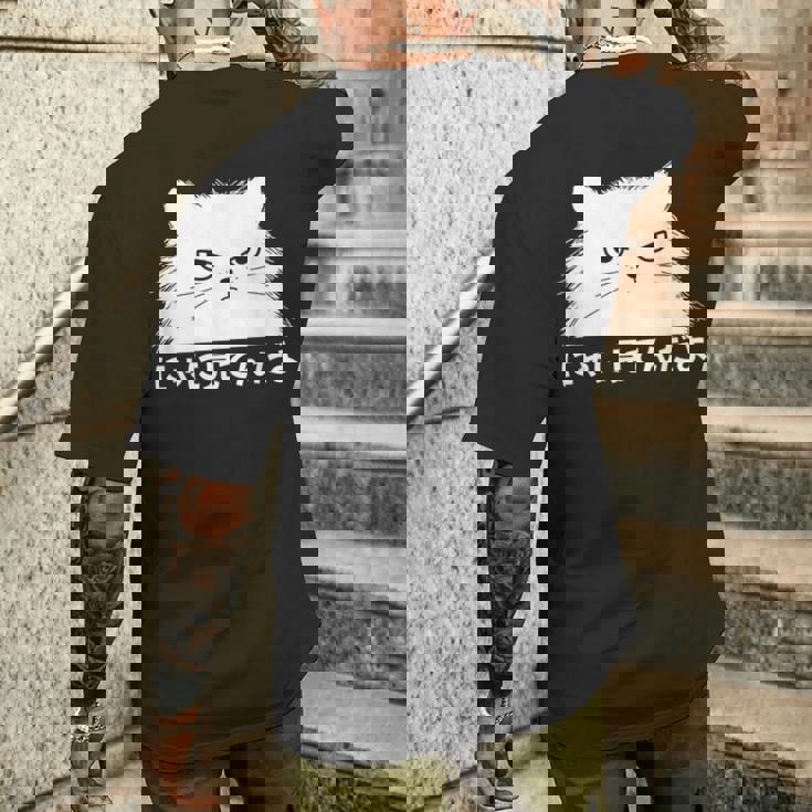 にゃに見てんだよ おもしろ 猫好き 猫飼い 猫 ネコ ねこ 猫 くろねこ好き 面白い サプライズ メンズTシャツ バックプリント 彼への贈り物