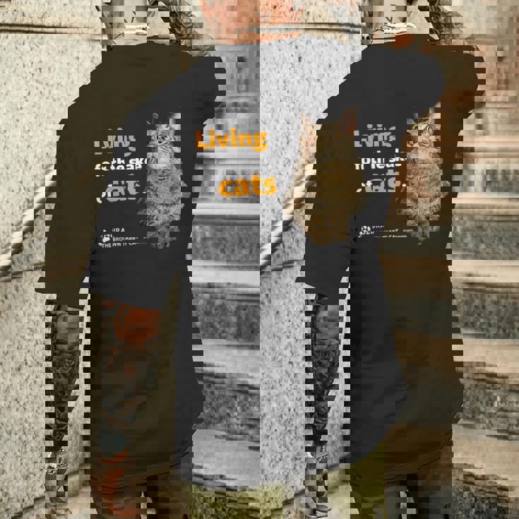 ねこのために生きてる 猫 かわいい キジトラ猫 Cat メンズTシャツ バックプリント 彼への贈り物