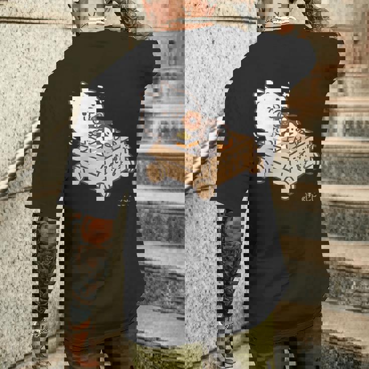 ねこぺん日和 こうきゅうなくるま ダークカラー メンズTシャツ バックプリント 彼への贈り物