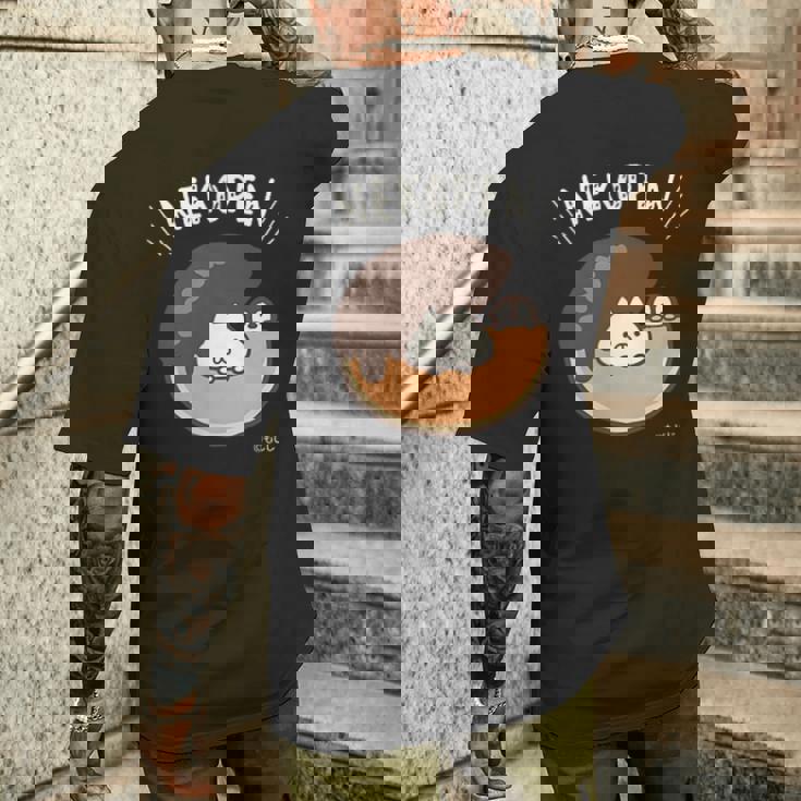 ねこぺん日和 ドーナツねこぺん ダークカラー メンズTシャツ バックプリント 彼への贈り物