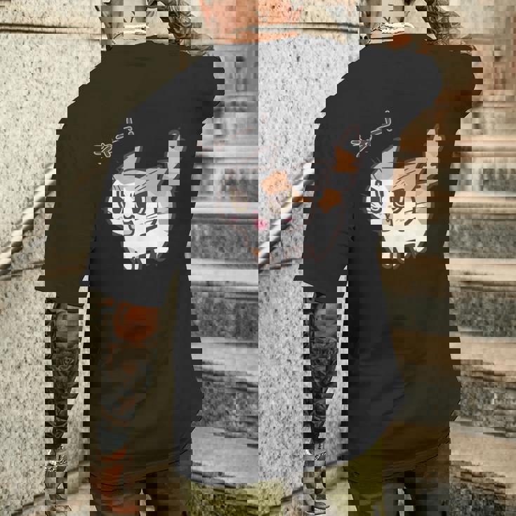 ねこシャーパステル三毛猫ver メンズTシャツ バックプリント 彼への贈り物