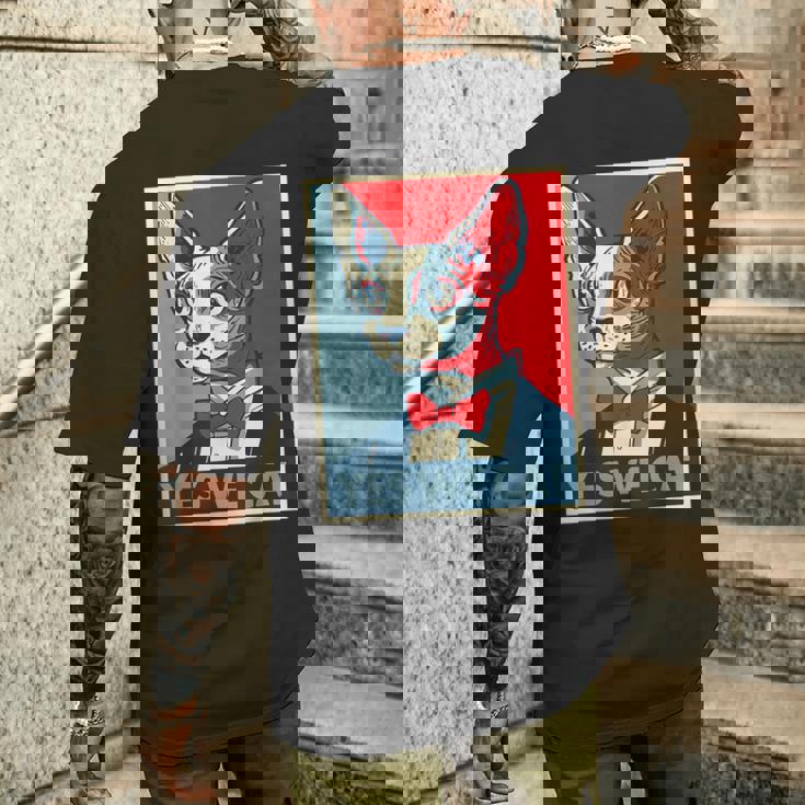 はい、私たちは面白い猫を社長として猫好きの猫好きの猫ルール面白い メンズTシャツ バックプリント 彼への贈り物