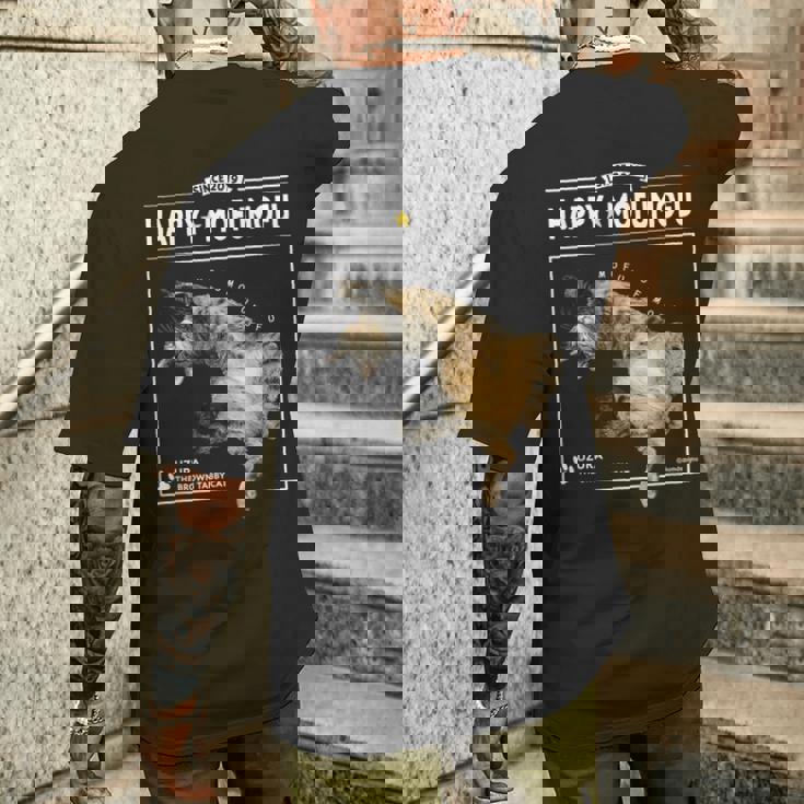 へそてんねこ、うずら 猫 へそ天 鶉 Cat メンズTシャツ バックプリント 彼への贈り物