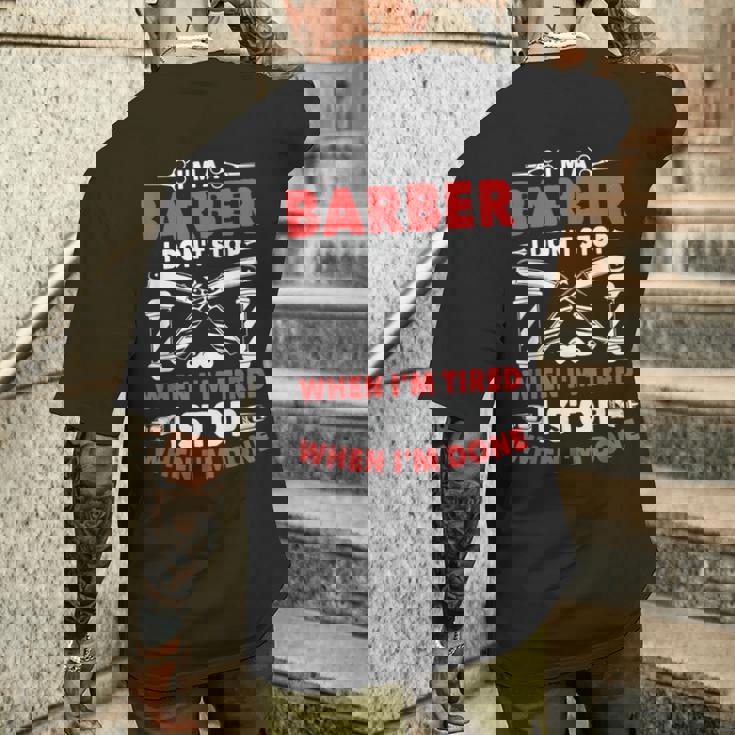 やったら床屋止まるよ美容師理髪師プレゼント メンズTシャツ バックプリント 彼への贈り物