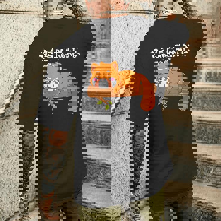 やる気はあるんすよ レッサーパンダ ジョーク かわいい 動物ギャグ好き おもしろ ネタ メンズTシャツ バックプリント 彼への贈り物