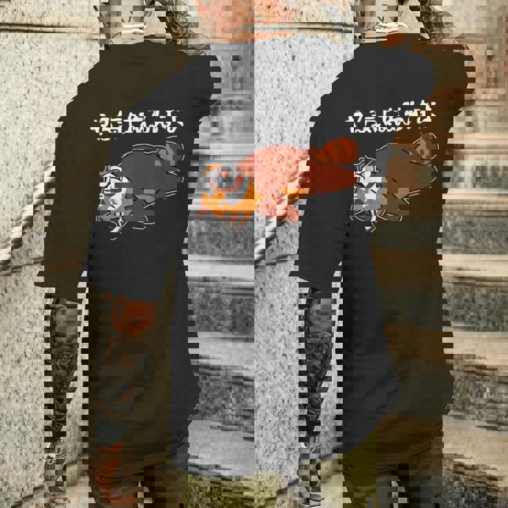 やる気はあるんすよ レッサーパンダ ジョーク かわいい 動物好き ギャグ好き ジョーク好き ギャグ おもしろ ネタ メンズTシャツ バックプリント 彼への贈り物