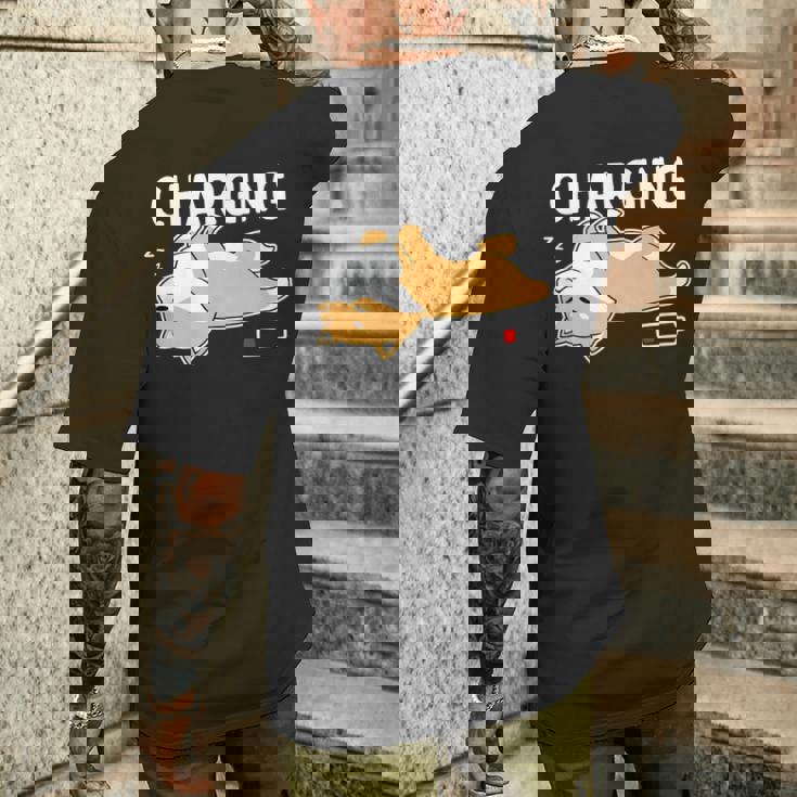 やる気スイッチ故障中 充電中 犬 柴犬 犬好き かわいい おもしろ 面白い メンズTシャツ バックプリント 彼への贈り物