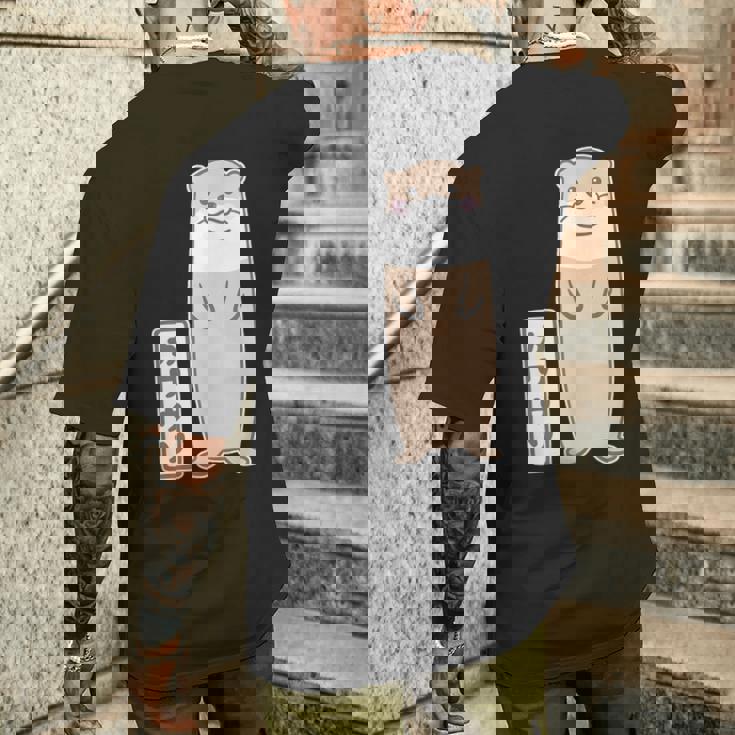 ゆるカワウソさん（Aタイプ）コツメカワウソ【どうぶつフレンズ】動物 ゆるくて かわいい イラスト メンズTシャツ バックプリント 彼への贈り物