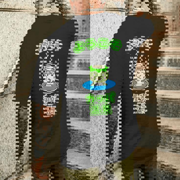 ようこそ カッパ 温泉『カッパくん』河童 お風呂 かっぱの湯【どうぶつフレンズ】ゆるかわいい キャラクター イラスト メンズTシャツ バックプリント 彼への贈り物