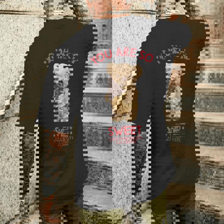 アイスクリームを食べるテディベア メンズTシャツ バックプリント 彼への贈り物