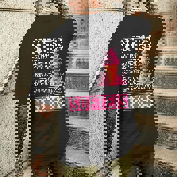 アイスクリームセラーコスチュームソフトアイスクリームはアイスクリームを言わないで話す メンズTシャツ バックプリント 彼への贈り物