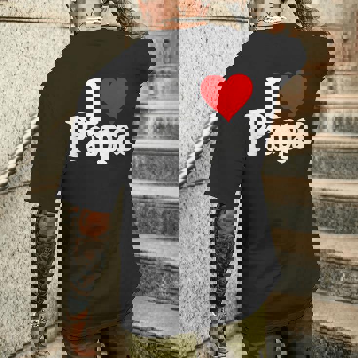 アイラブハートパパ父の日パパパパ メンズTシャツ バックプリント 彼への贈り物