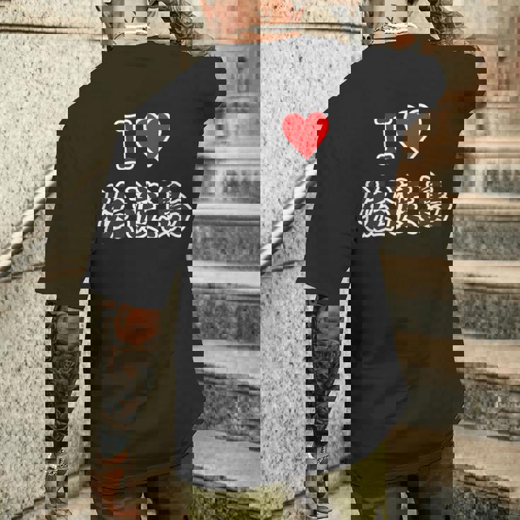 アイラブ・佐渡島（I Love ハート）【47都道府県・市区町村】佐渡ヶ島 ジモtティ 地元愛 お土産 グッズ面白 メンズTシャツ バックプリント 彼への贈り物