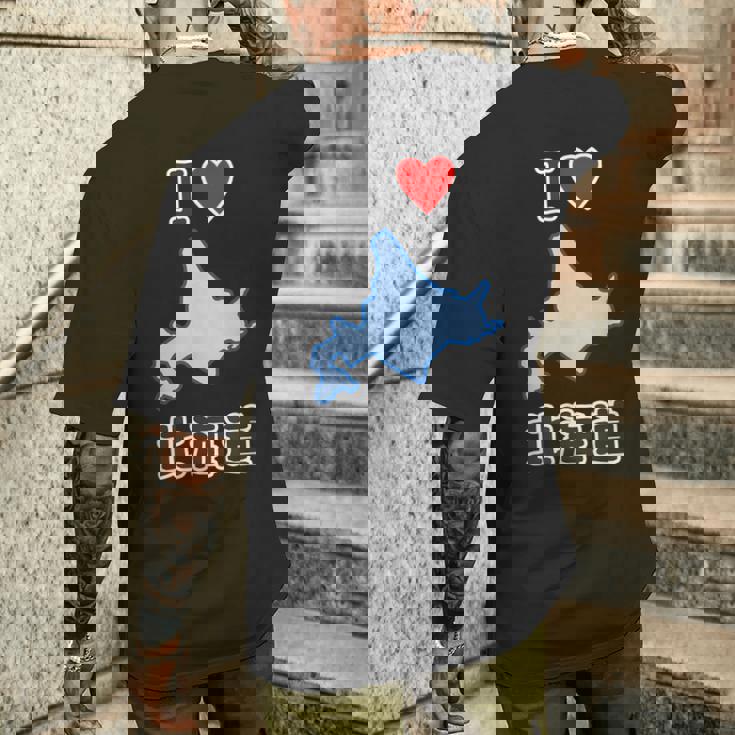 アイラブ・北海道（I Love ハート）地図【47都道府県】ジモtティ Jimo-T 地元愛 お土産 面白 メンズTシャツ バックプリント 彼への贈り物