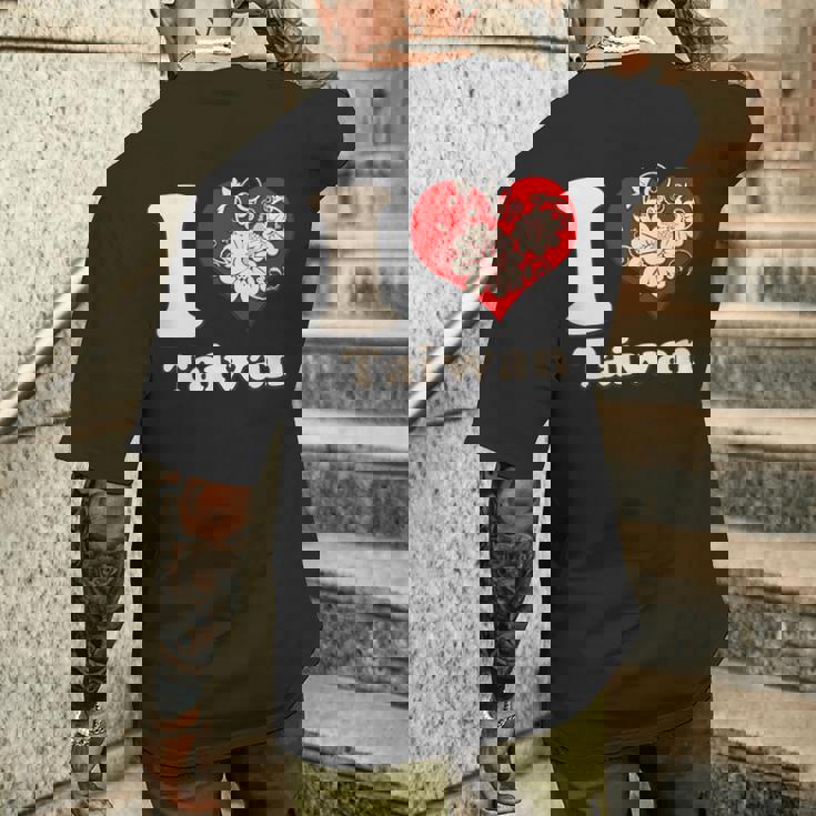 アイラブ台湾フローラル メンズTシャツ バックプリント 彼への贈り物