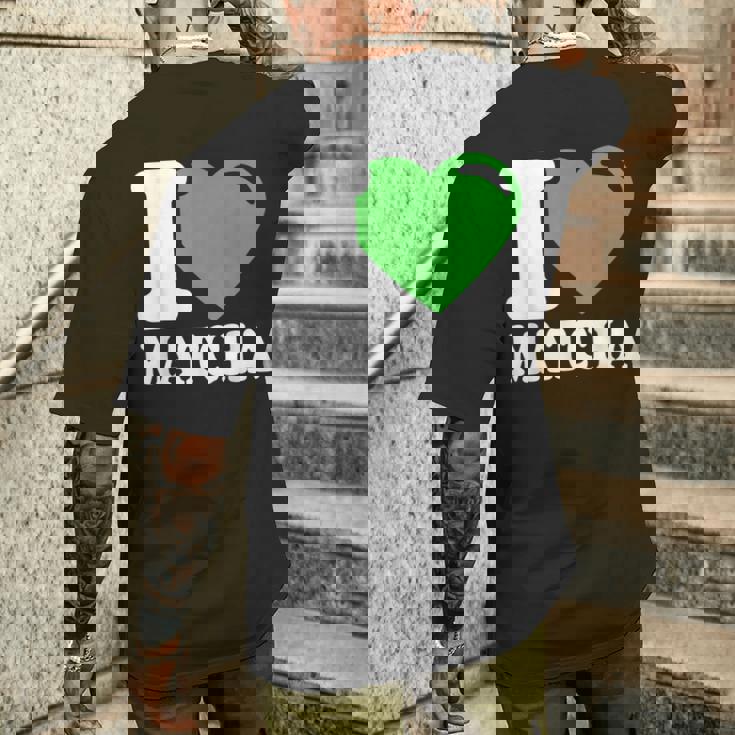 アイラブ抹茶キュートファニー抹茶ハート付き抹茶 メンズTシャツ バックプリント 彼への贈り物