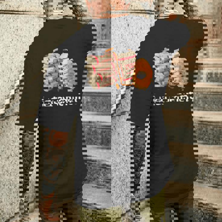 アイ・イート・セメント・ファニー・カーズ・クライング・キャット・ミーム メンズTシャツ バックプリント 彼への贈り物