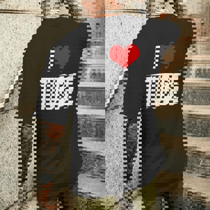 アイ・ラブ・チューブ・ハート メンズTシャツ バックプリント 彼への贈り物