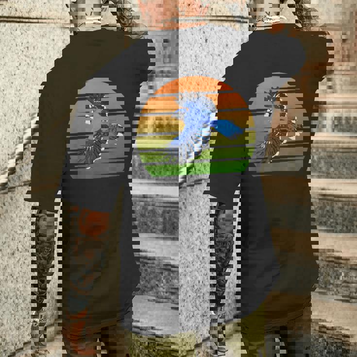 アオカケス 鳥 動物 図 バードウォッチング 贈り物 鳥類学者 生物学者 自然科学 メンズTシャツ バックプリント 彼への贈り物