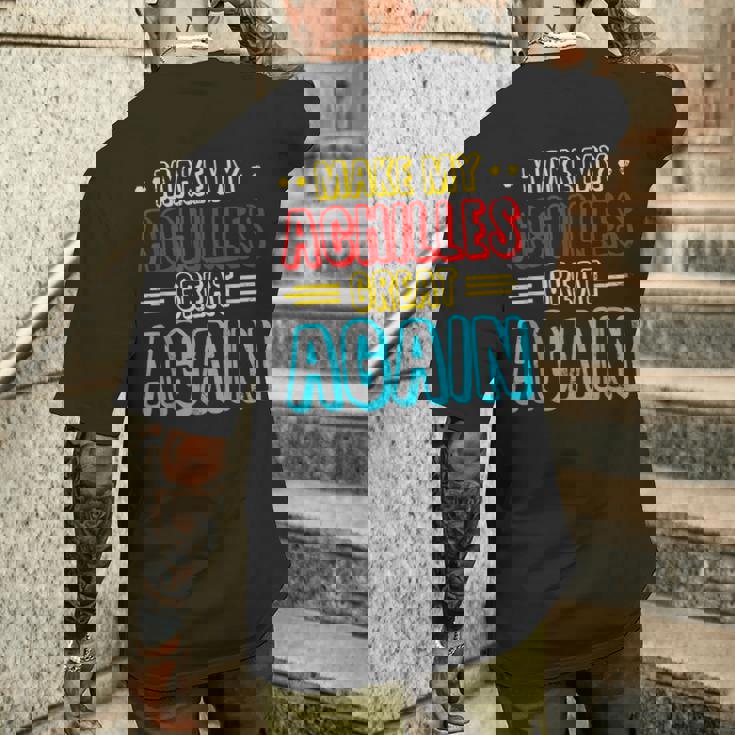 アキレス手術の回復、アキレス膝、回復手術 メンズTシャツ バックプリント 彼への贈り物