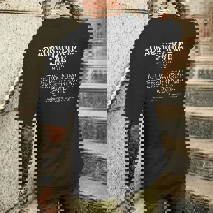 アコースティックギタープレーヤー定義面白いアコースティックギター メンズTシャツ バックプリント 彼への贈り物