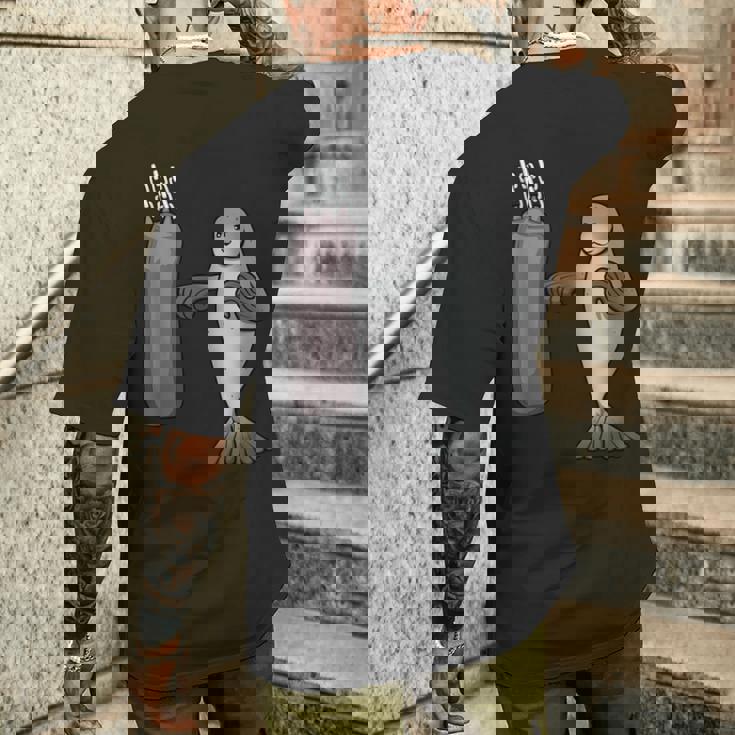 アザラシ ボクシング ホビーボックス スポーツ 海獣 メンズTシャツ バックプリント 彼への贈り物