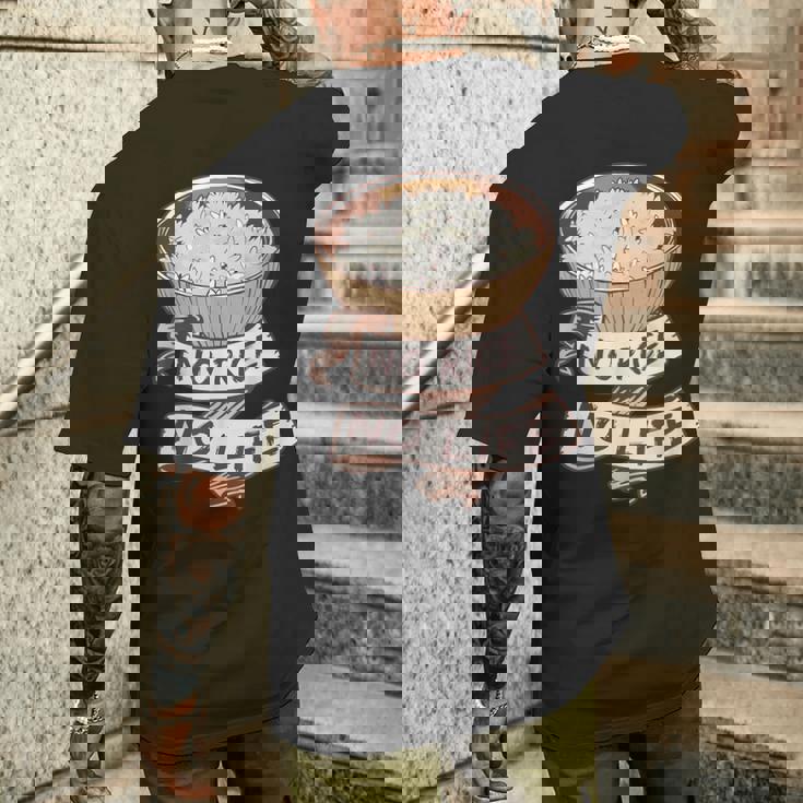 アジア料理 炒飯丼 ご飯好き 食通 メンズTシャツ バックプリント 彼への贈り物