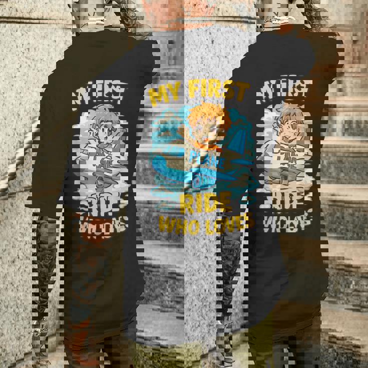 アニメ 飛行機 ライド ファーストクラスの乗客向け メンズTシャツ バックプリント 彼への贈り物