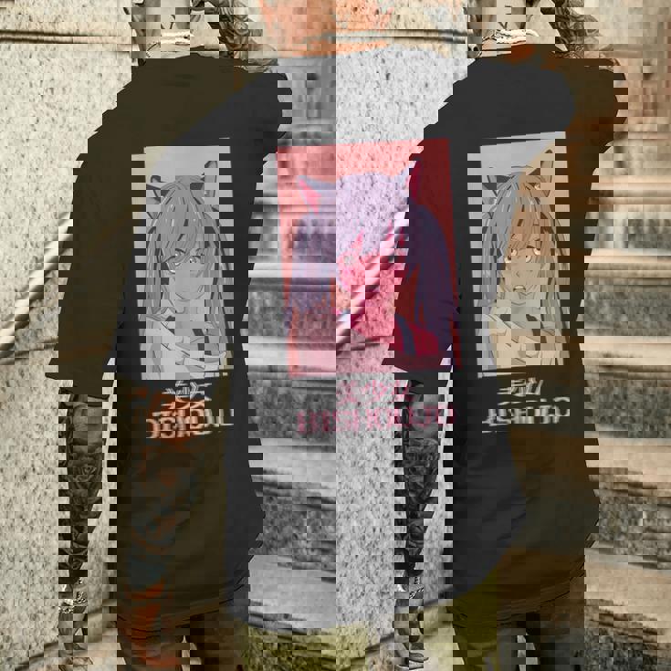 アニメガール猫少女日本蒸気波美少女美少女。 メンズTシャツ バックプリント 彼への贈り物