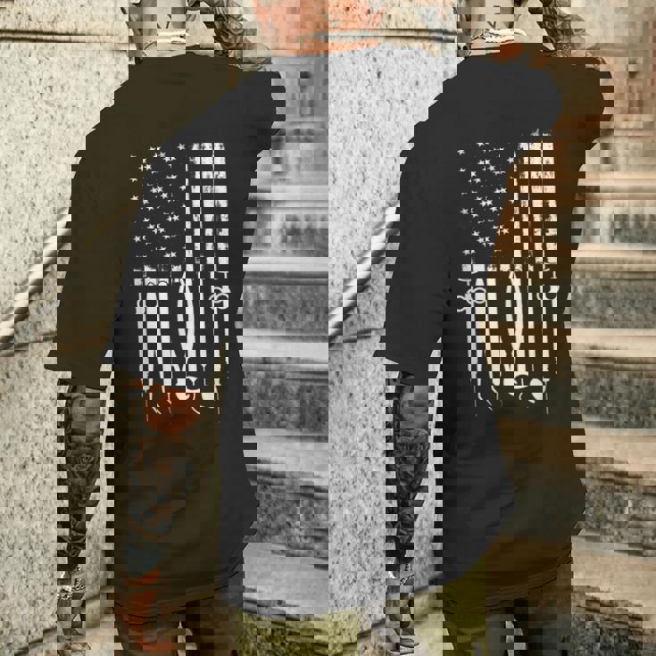 アメリカの旗 歯科技工士 道具 歯医者 アイテム 歯 メンズTシャツ バックプリント 彼への贈り物