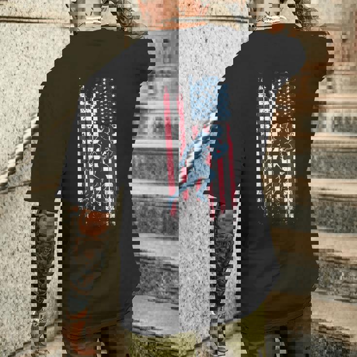 アメリカン フットボール選手 アメリカ国旗 スポーツ ファン 2024 シーズン メンズTシャツ バックプリント 彼への贈り物