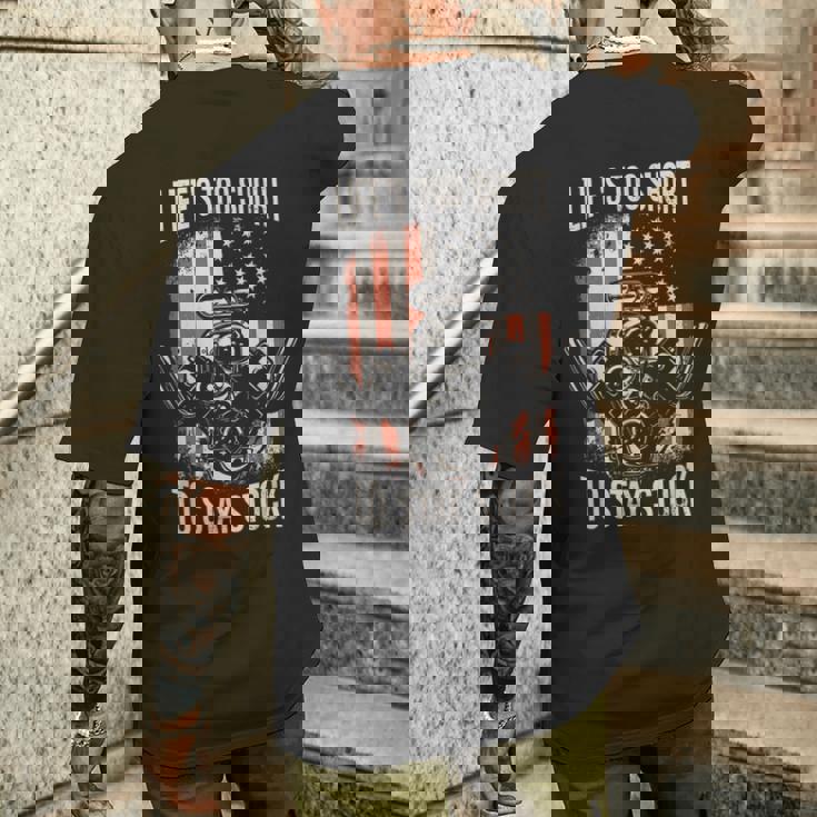 アメリカン マッスル カー メカニクス ドラッグ レーシング ホットロッド メンズTシャツ バックプリント 彼への贈り物