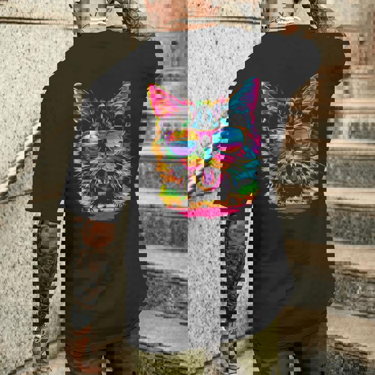 アメリカンショートヘアドッグサングラスポップアート メンズTシャツ バックプリント 彼への贈り物