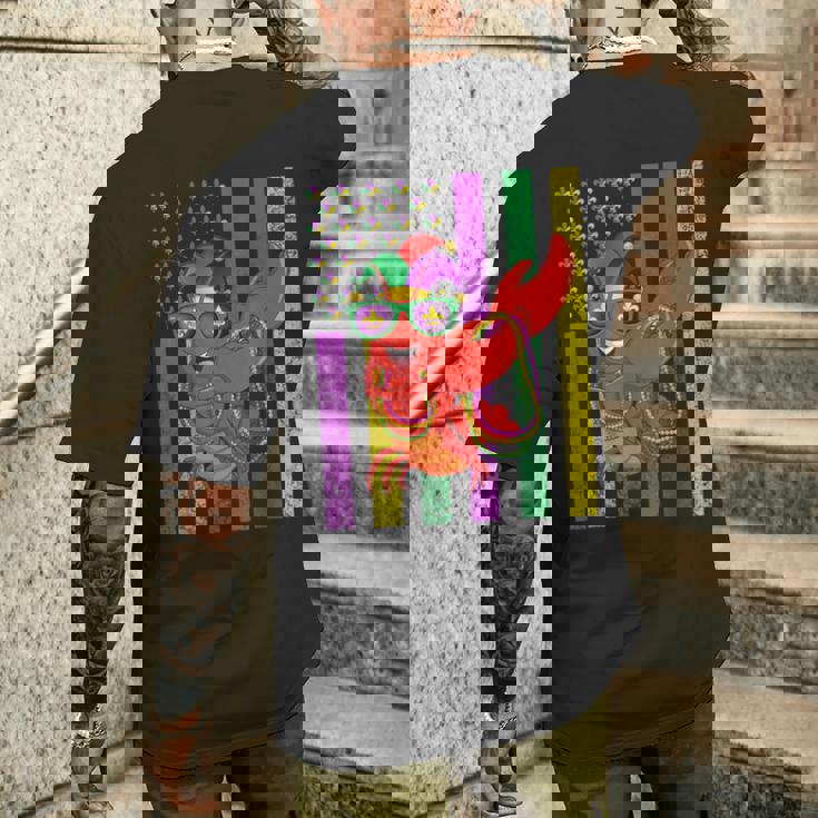 アメリカ国旗 マルディグラ ザリガニ ダビング メンズTシャツ バックプリント 彼への贈り物