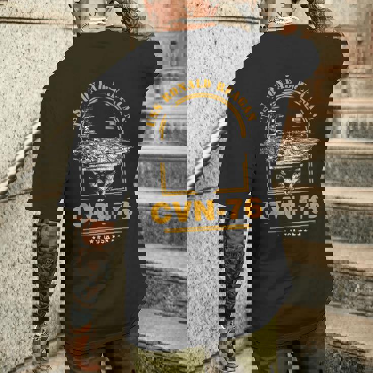 アメリカ海軍航空母艦 Cvn-76 ロナルド・レーガン Uss Ronald Reagan メンズTシャツ バックプリント 彼への贈り物