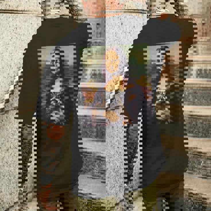 アライグマとモナリザ メンズTシャツ バックプリント 彼への贈り物