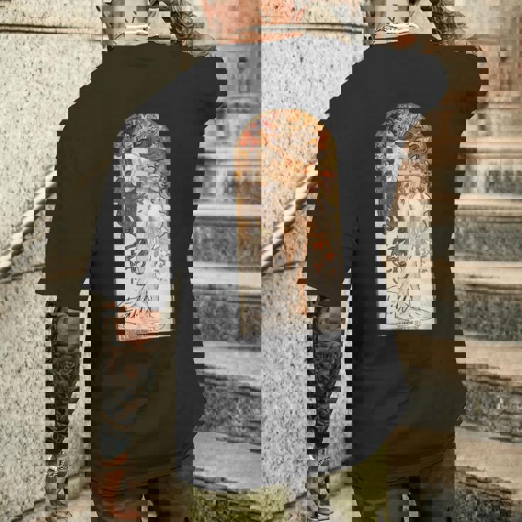 アルフォンス・マリア・ミュシャの「四季」-秋 メンズTシャツ バックプリント 彼への贈り物