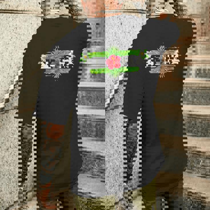 アロハ ハイビスカス フラワー トロピカルハワイアンデザイン メンズTシャツ バックプリント 彼への贈り物