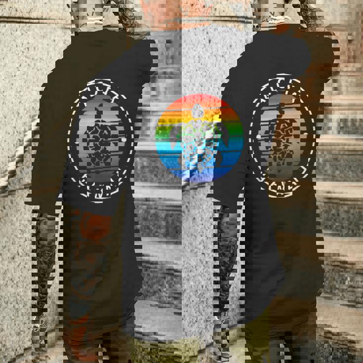 アロハ ハワイ ハワイアン ウミガメ ビーチ オーシャン レインボー ホヌ メンズTシャツ バックプリント 彼への贈り物