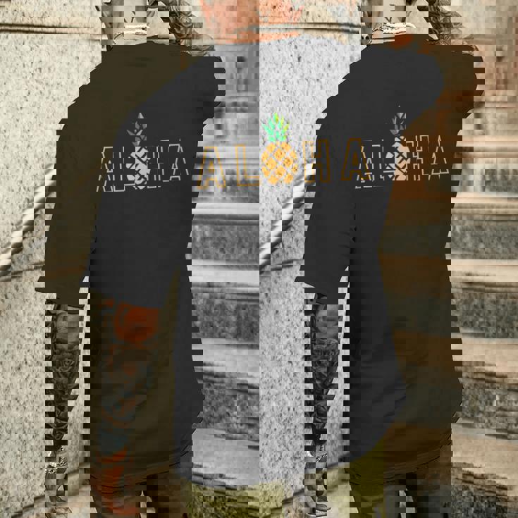 アロハ パイナップル ロゴ 文字 ハワイ レディース メンズ キッズ メンズTシャツ バックプリント 彼への贈り物