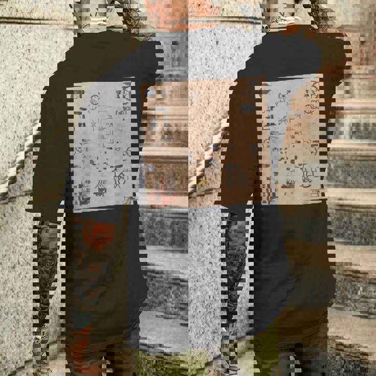 アンティークエンジニアリング機械科学パターン メンズTシャツ バックプリント 彼への贈り物